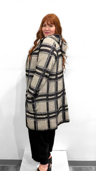 Joseph Ribkoff Plaid Hooded Jacket