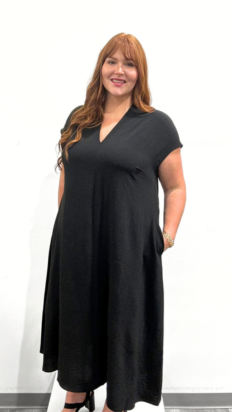 Mat V-Neck Midi Dress