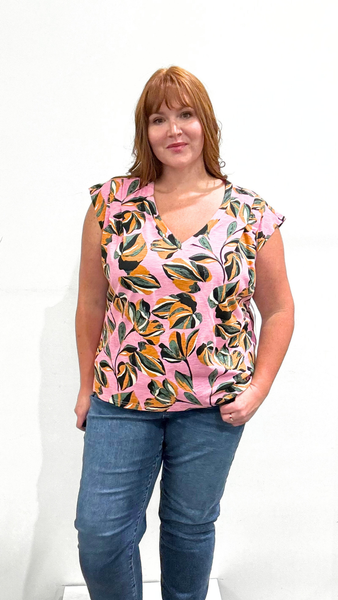 Tribal V-Neck Cap Sleeve