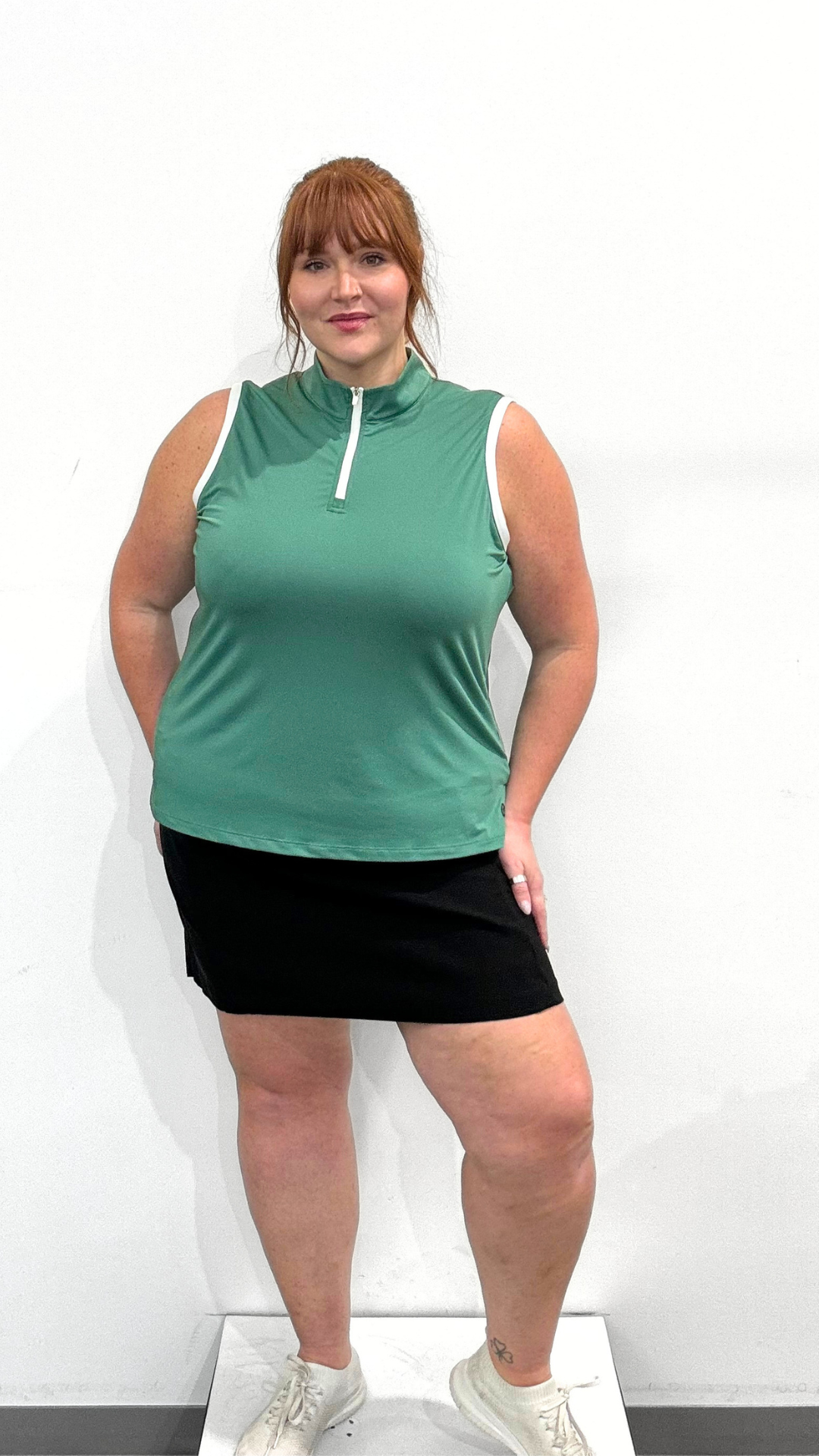 Tribal Golf Sleeveless Zip Mock Neck
