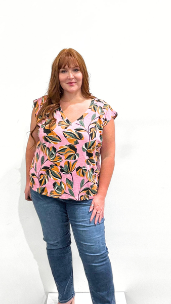 Tribal V-Neck Cap Sleeve