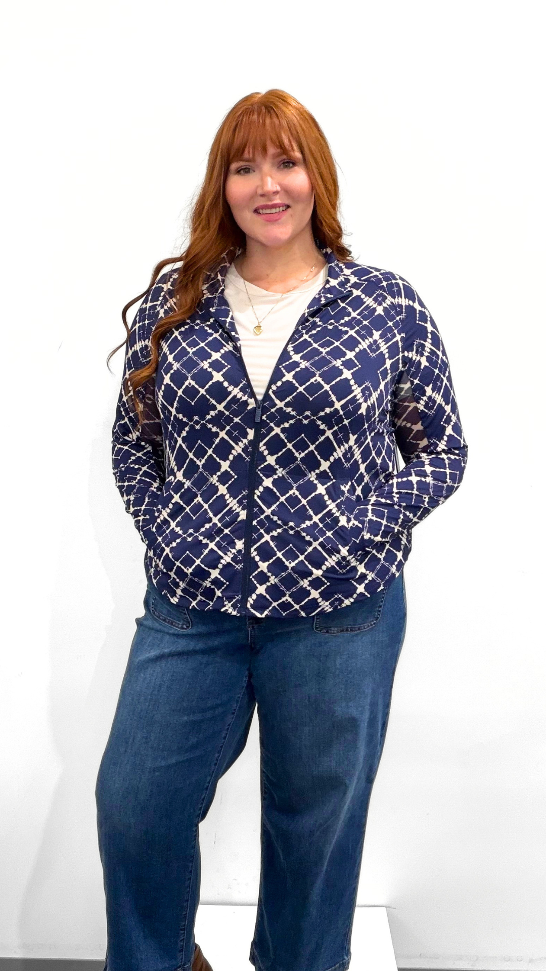Tribal Mesh Sleeve Zip-Up Cardigan