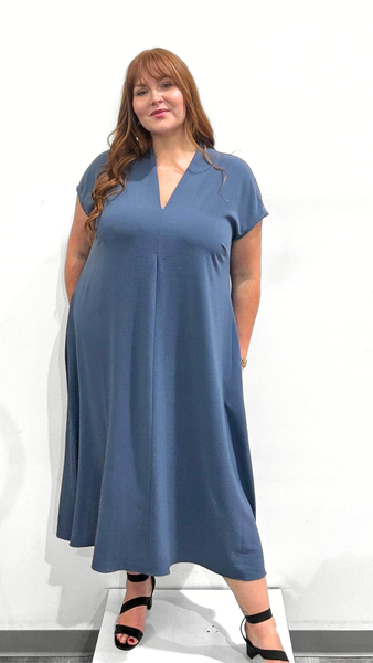 Mat V-Neck Midi Dress