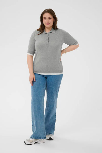 Kaffe Curve Lizzy Contrast Polo Knit