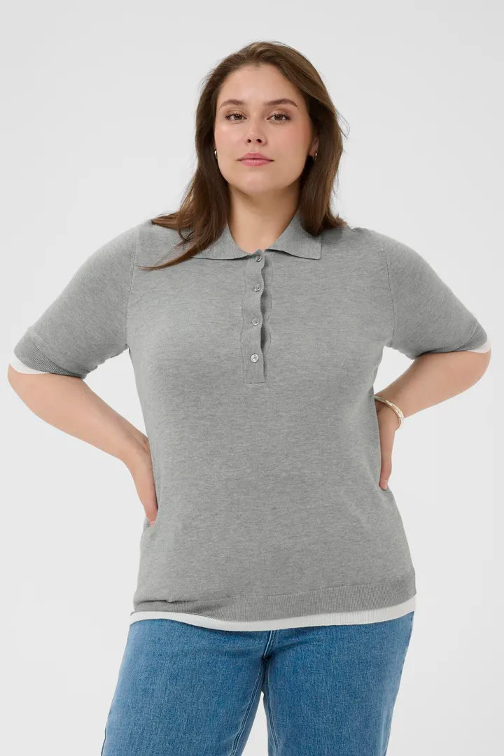 Kaffe Curve Lizzy Contrast Polo Knit
