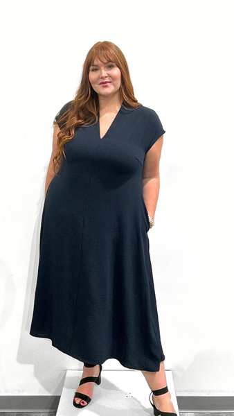 Mat V-Neck Midi Dress