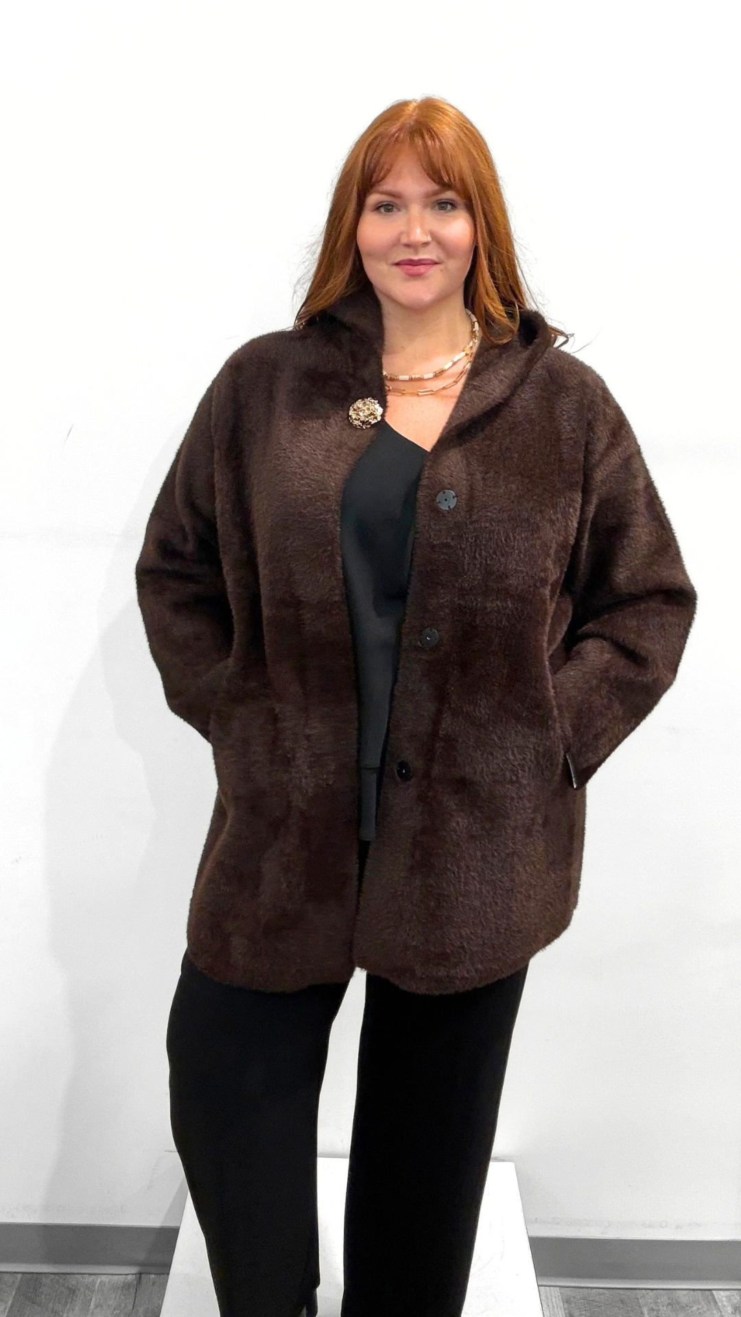 Frank Lyman Coat with Brooch