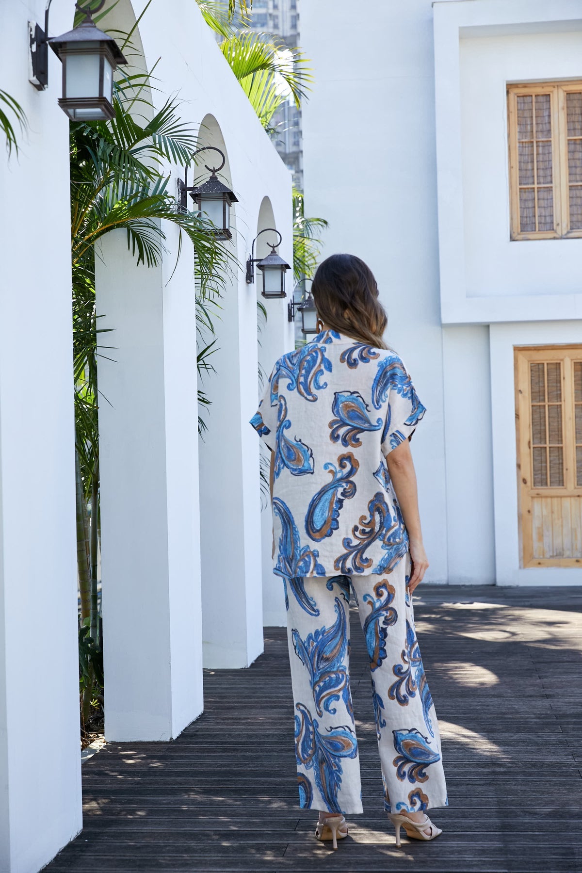 Orange Lorenza's Paisley Print Linen Shirt