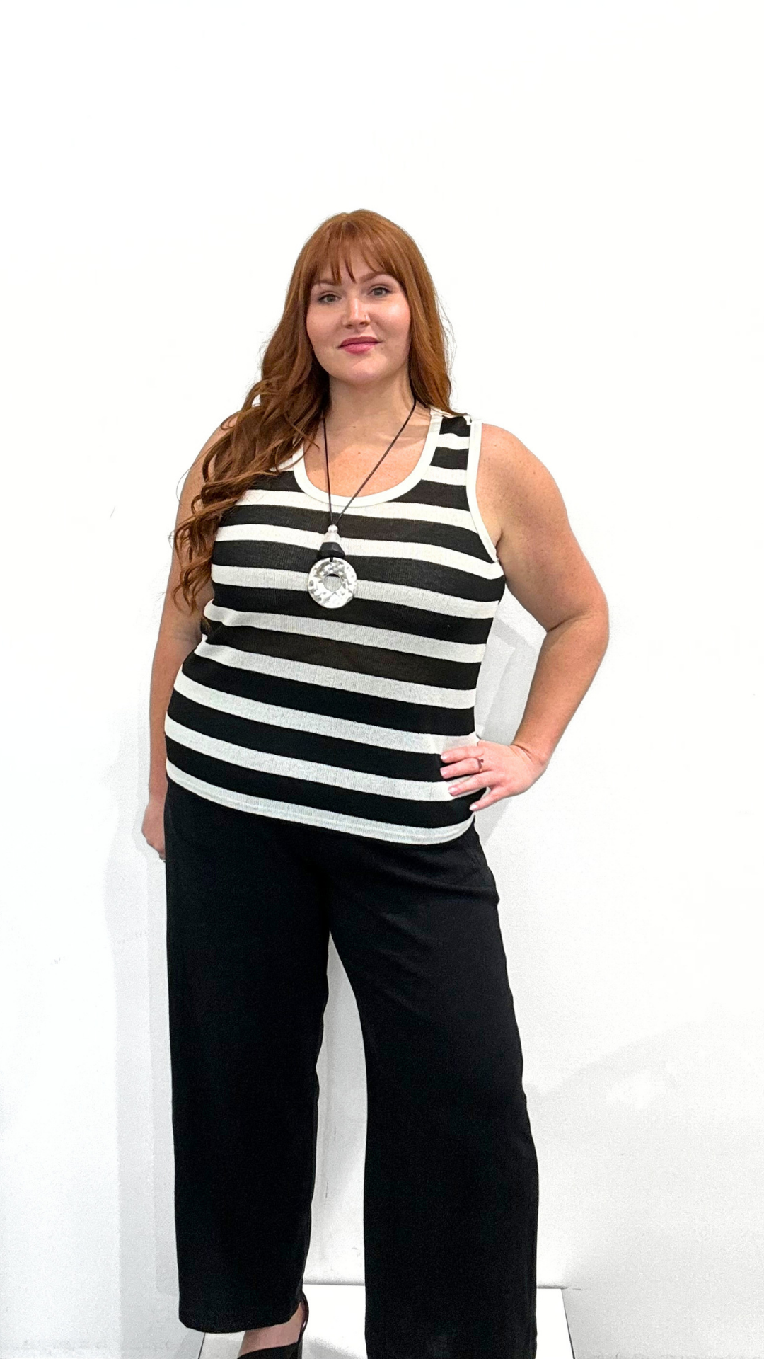 Tribal Sleeveless Stripe Tank