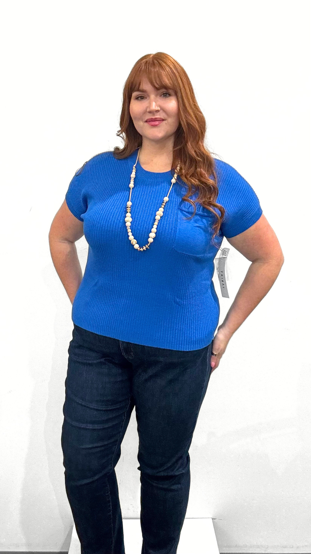 Tribal Short Sleeve Sweater Top
