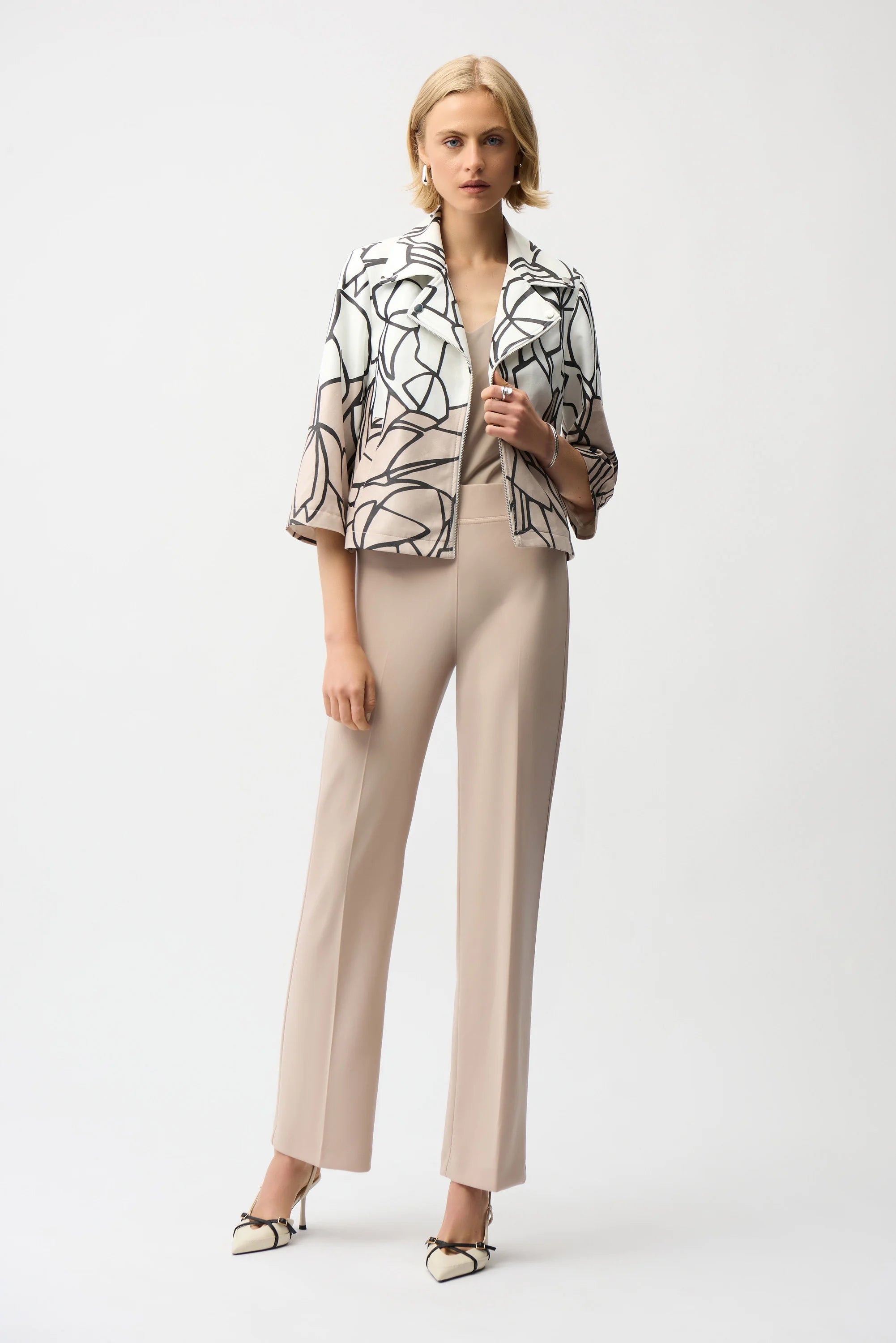 Joseph Ribkoff Faux Suede Abstract Print Swing Jacket