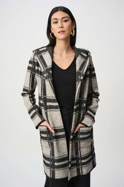Joseph Ribkoff Plaid Hooded Jacket