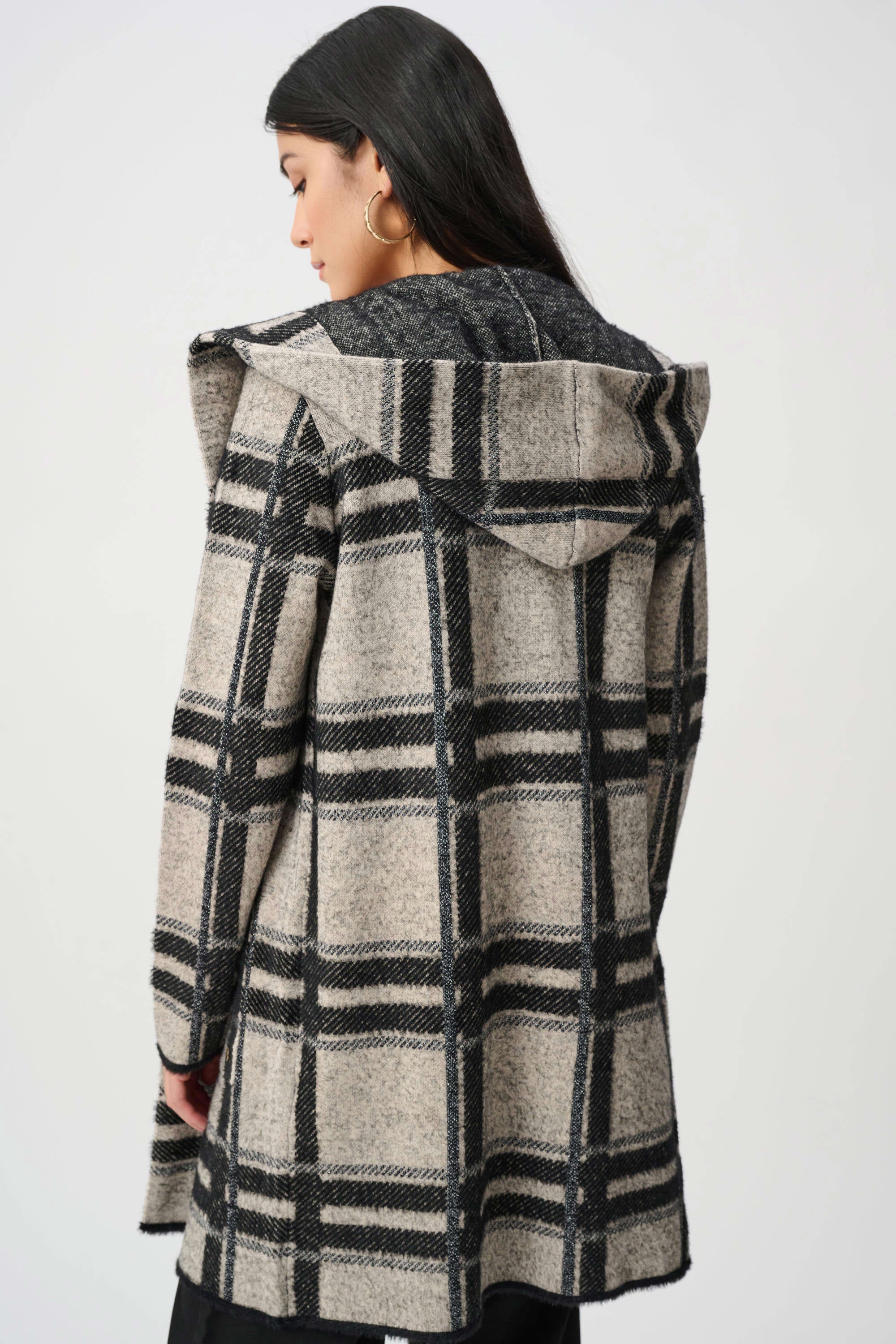 Joseph Ribkoff Plaid Hooded Jacket