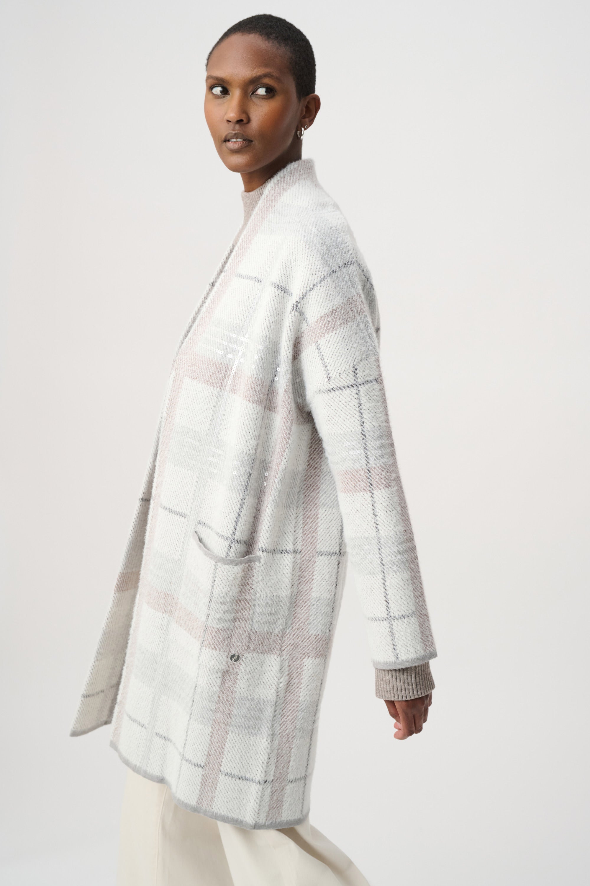 Joseph Ribkoff Sequin Plaid Coatigan