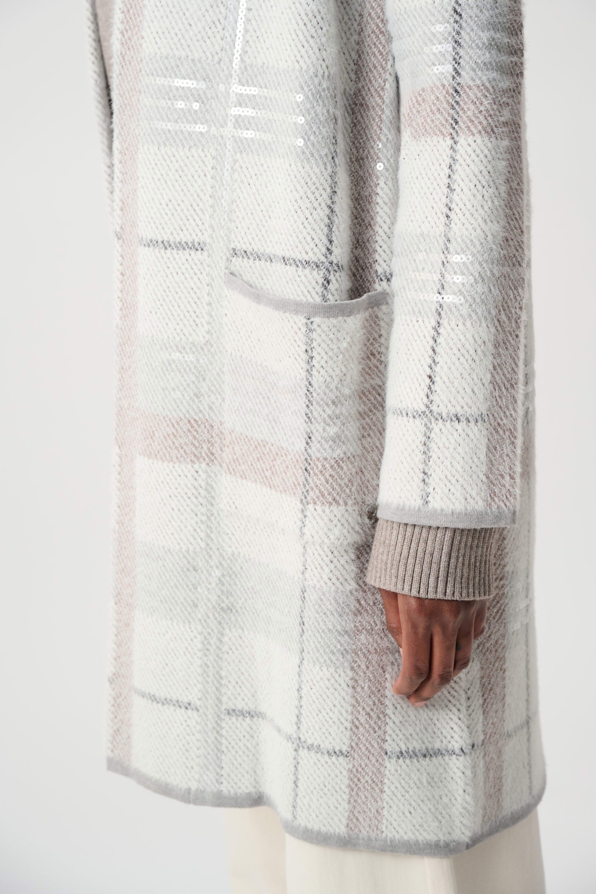 Joseph Ribkoff Sequin Plaid Coatigan