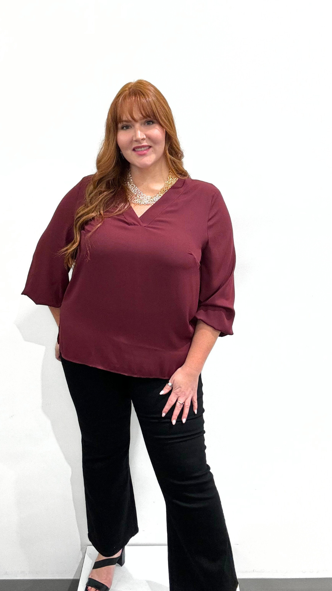 Mat V-Neck Blouse