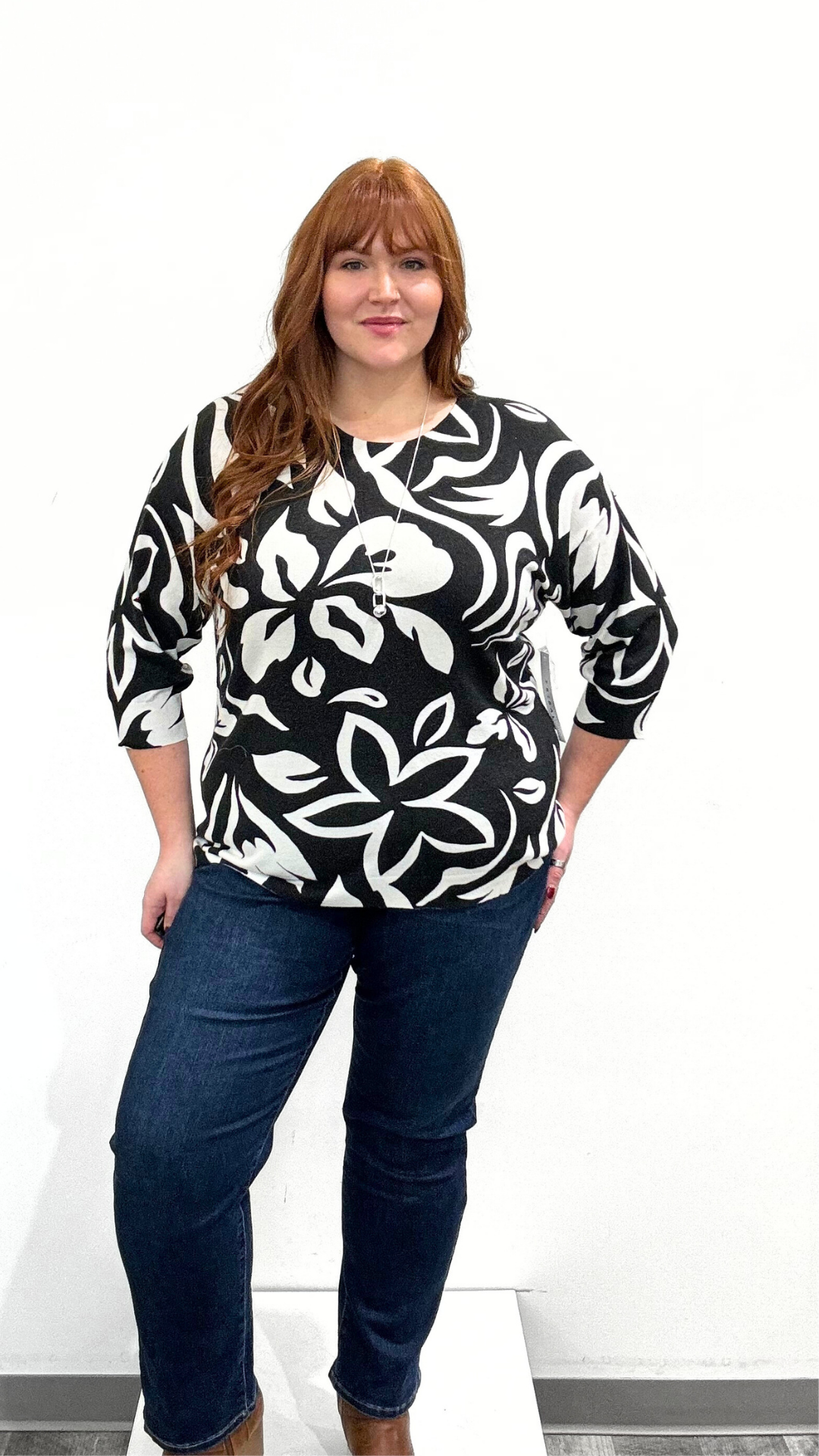 Tribal 3/4 Sleeve Crew Sweater