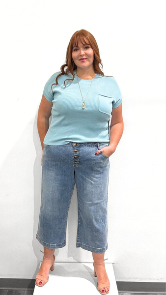 Tribal Audrey Button Fly Crop Pants