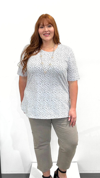 Wild Palms Elbow Sleeve Dot Top