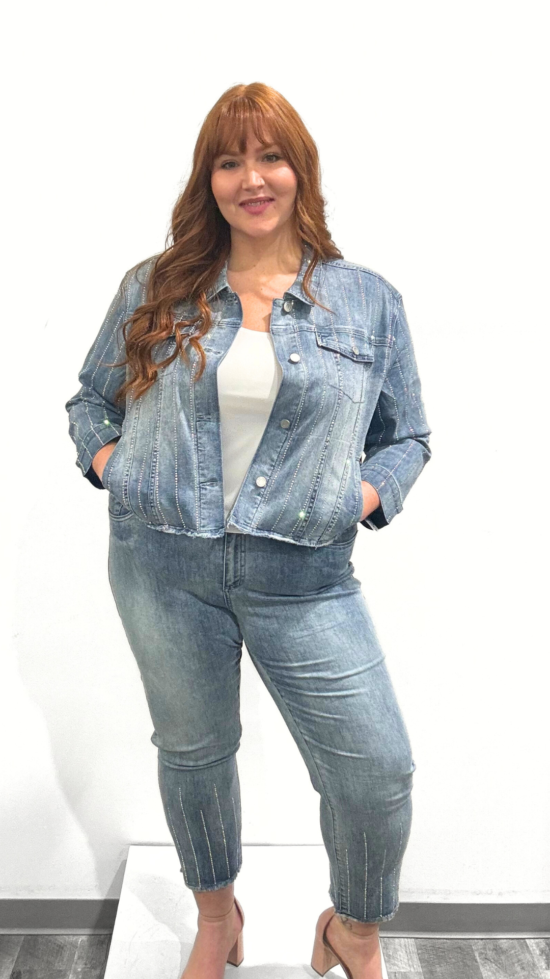 Joseph Ribkoff Rhinestone Denim Jacket