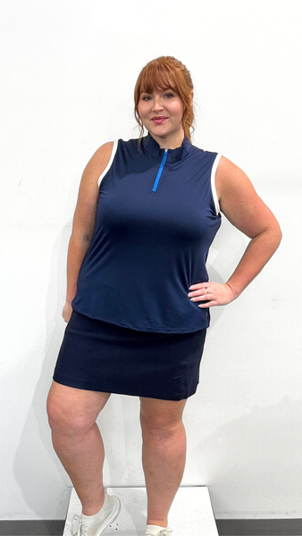 Tribal Golf Sleeveless Zip Mock Neck