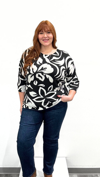 Tribal 3/4 Sleeve Crew Sweater