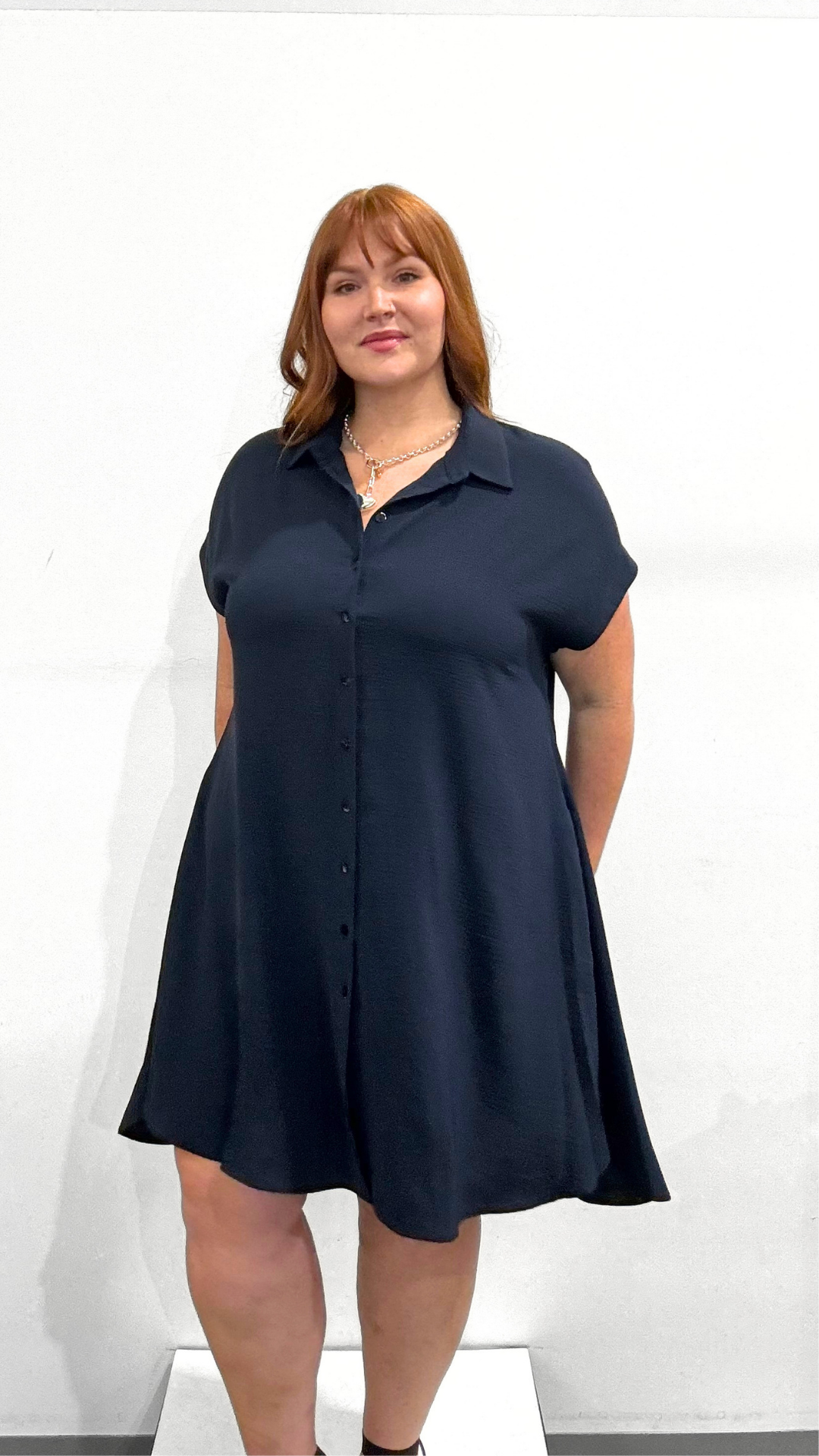 Mat Button Shirt Dress