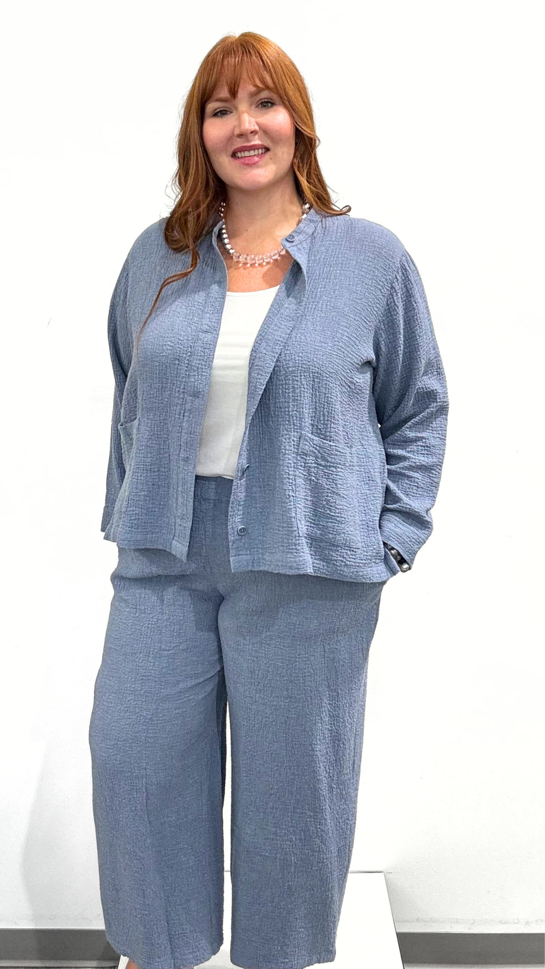 Eileen Fisher Mandarin Collar Shirt Jacket