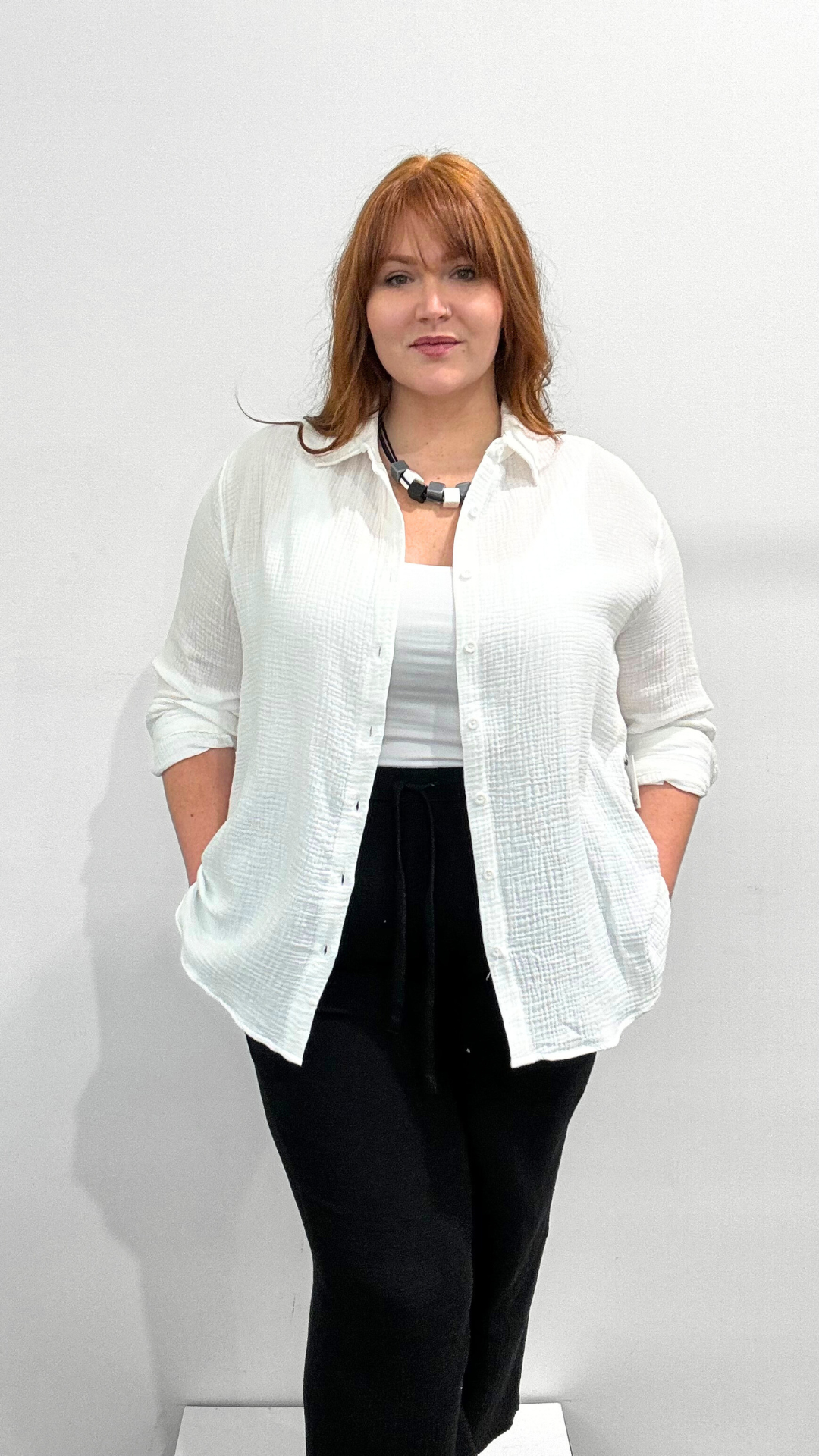 Dex Cotton Gauze Button Blouse