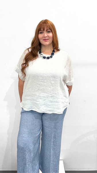 Orange Round Neck Short Sleeve Top