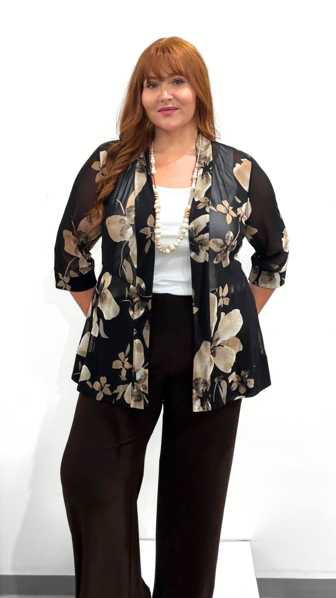 Frank Lyman Mesh Print Cardigan