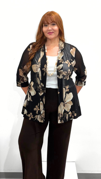 Frank Lyman Mesh Print Cardigan