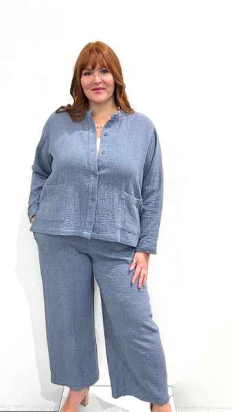 Eileen Fisher Mandarin Collar Shirt Jacket