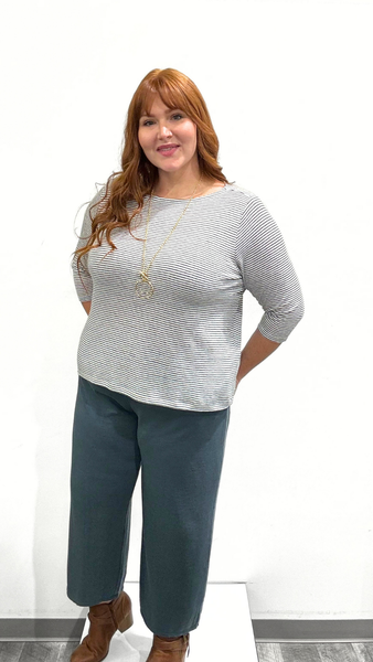 Eileen Fisher Bateau Neck 3/4 Sleeve Top