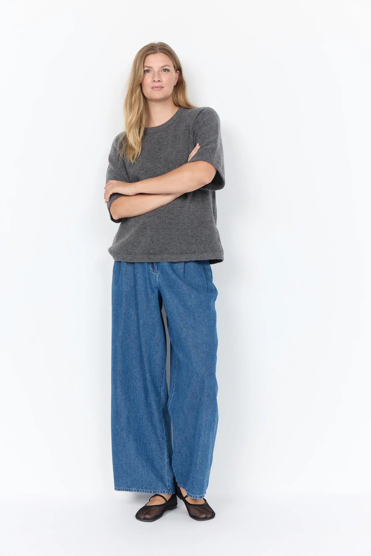 Wasabi Chanin 1 3/4 Sleeve Sweater