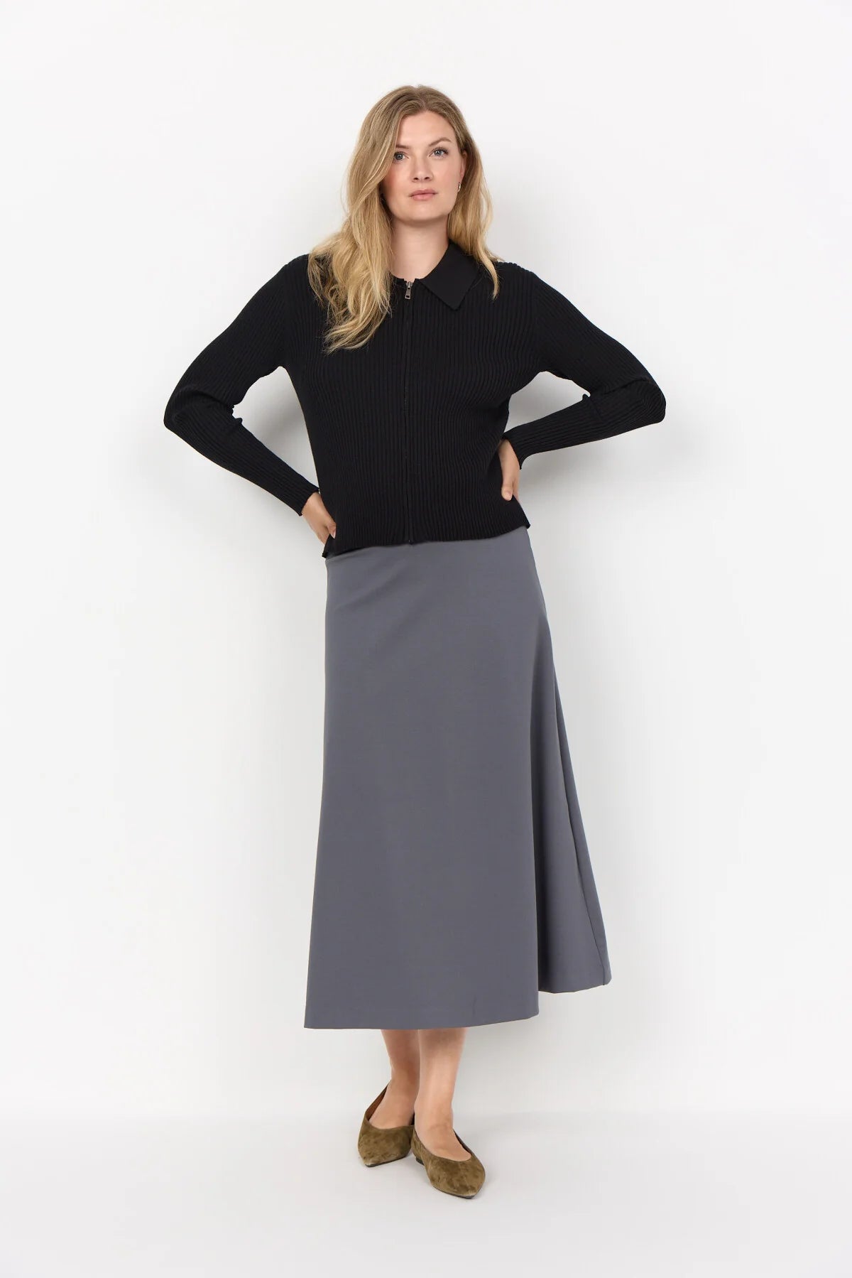 Wasabi Joeline 3 Rib Zip Sweater