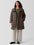 Eileen Fisher High Collar Ruched Knee Length Coat