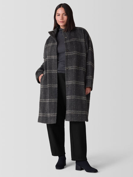 Eileen Fisher High Collar Knee Length Coat