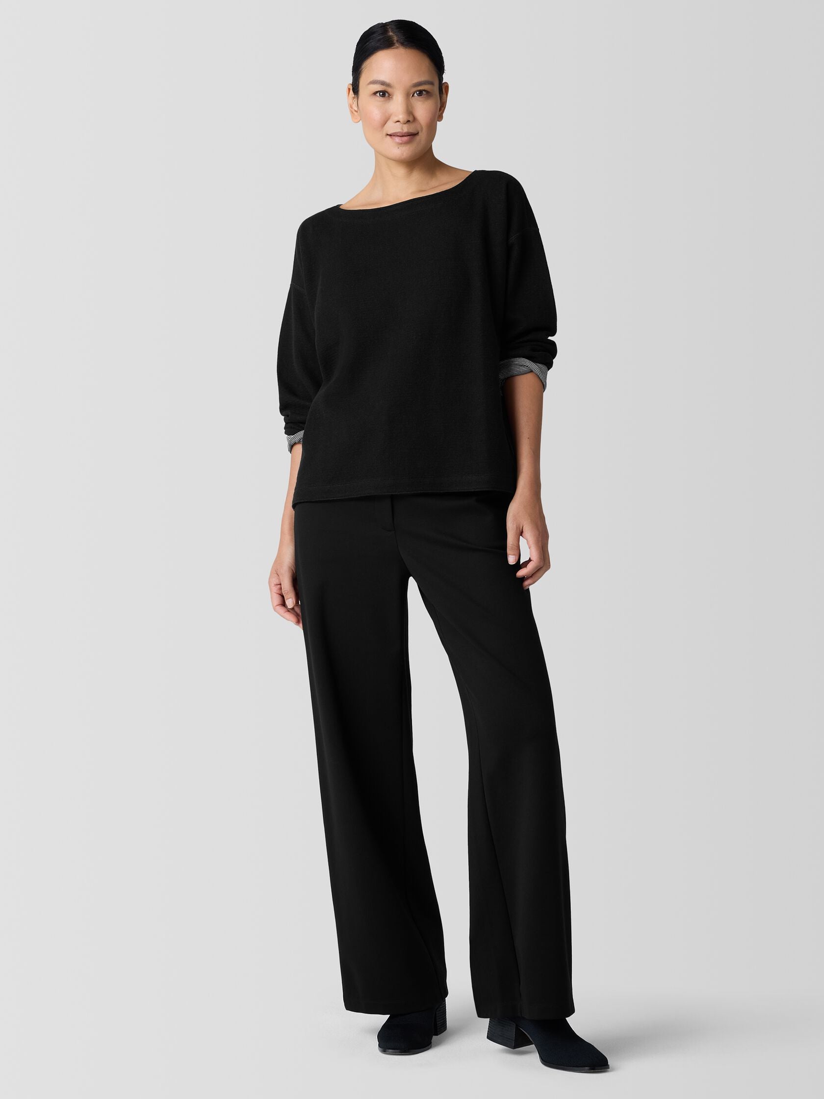 Eileen Fisher Bateau Neck Reversible Box Top