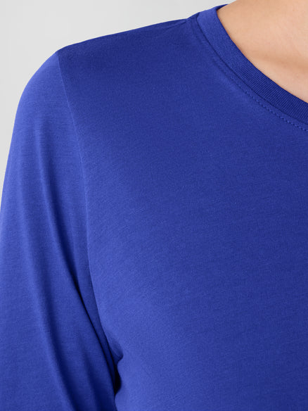 Eileen Fisher Round Neck Easy 3/4 Sleeve Tee