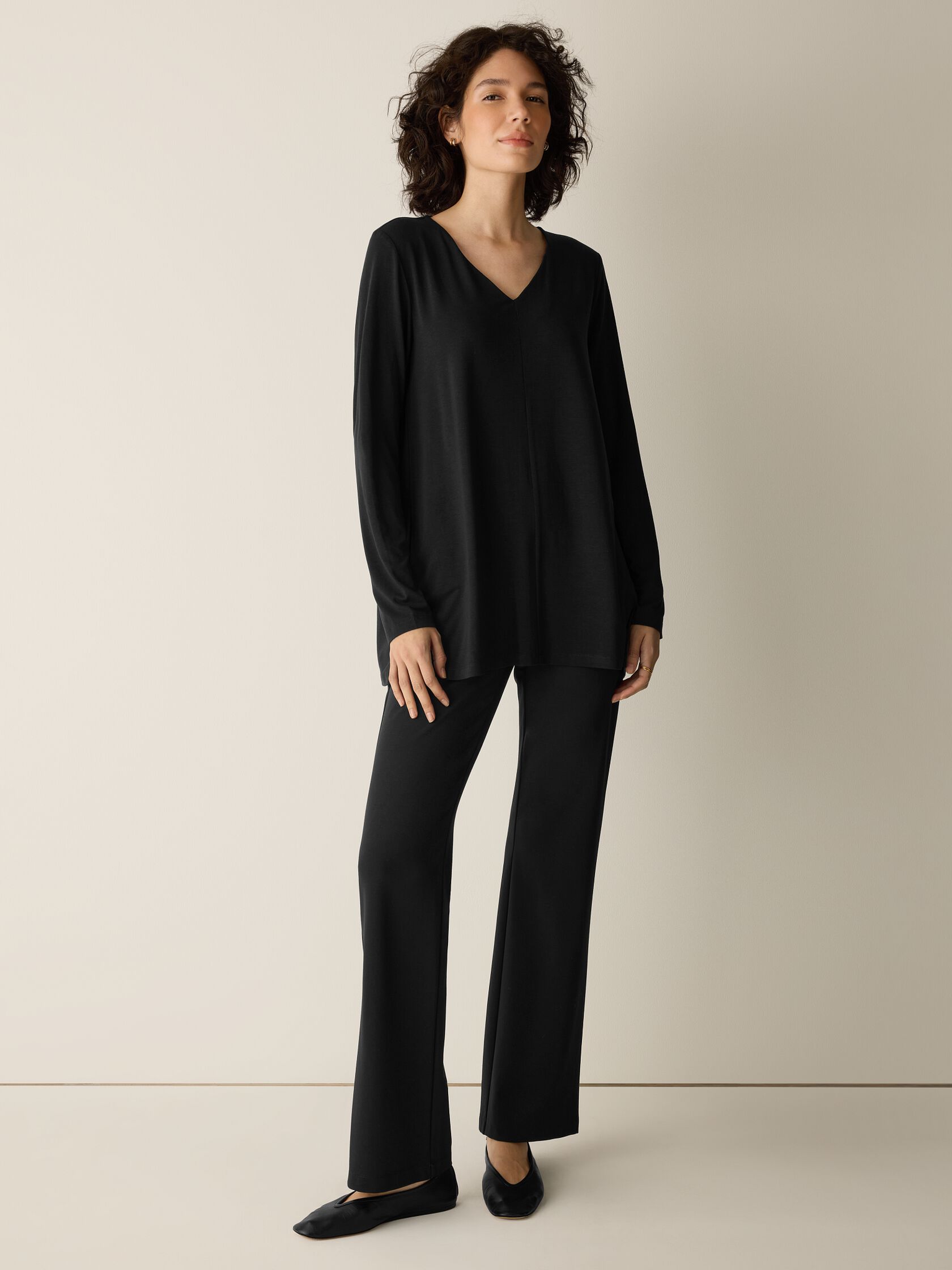 Eileen Fisher V-Neck Tunic with Long Sleeves