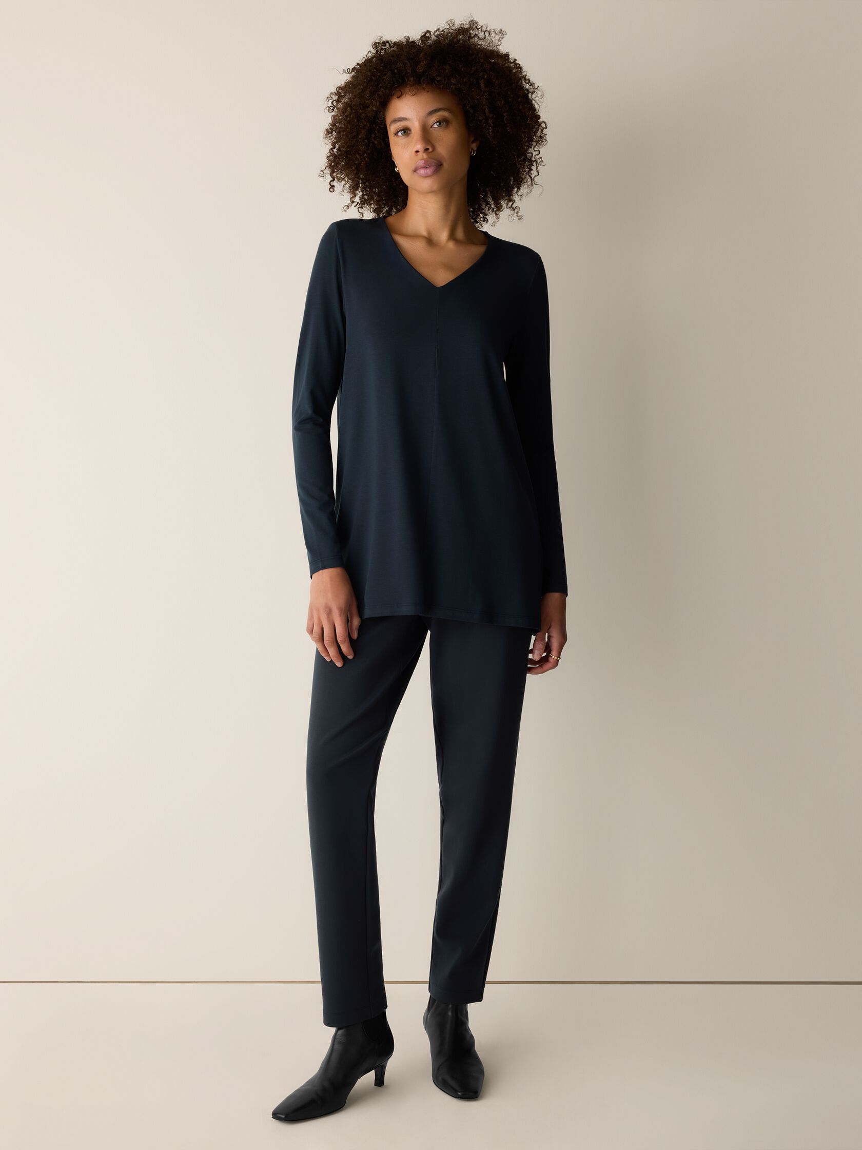 Eileen Fisher V-Neck Tunic with Long Sleeves
