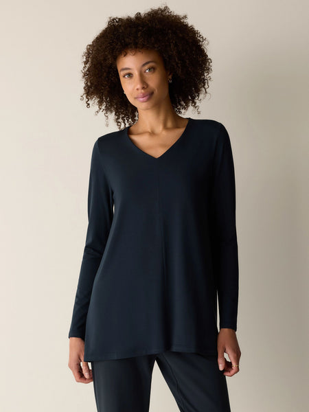 Eileen Fisher V-Neck Tunic with Long Sleeves