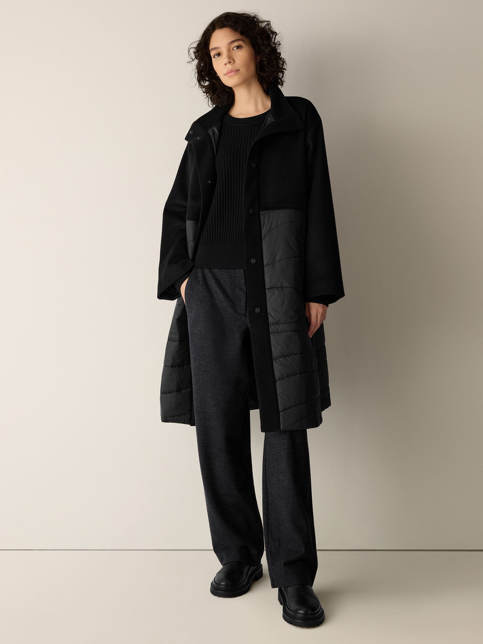 (Pre-Order) Eileen Fisher Stand Collar Coat