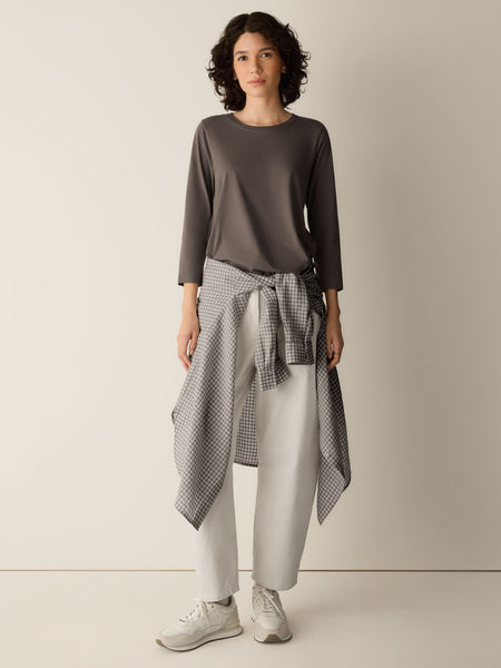 (Pre-Order) Eileen Fisher Round Neck Easy 3/4 Sleeve Tee
