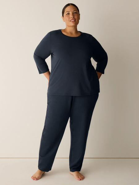 Eileen Fisher Round Neck Easy 3/4 Sleeve Tee