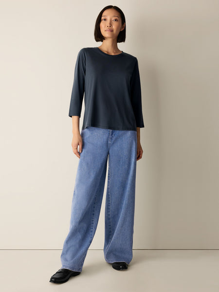 (Pre-Order) Eileen Fisher Round Neck Easy 3/4 Sleeve Tee