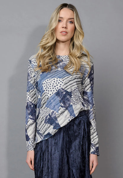Picadilly Long Sleeve Metallic Print Sweater