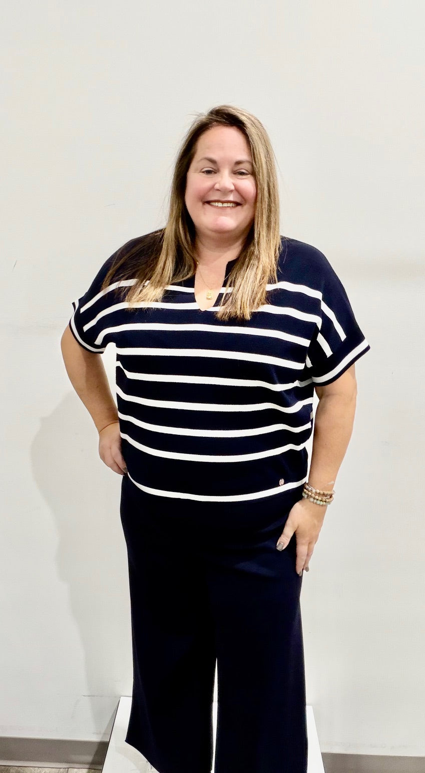 Joseph Ribkoff V-Neck Short Sleeve Sweater