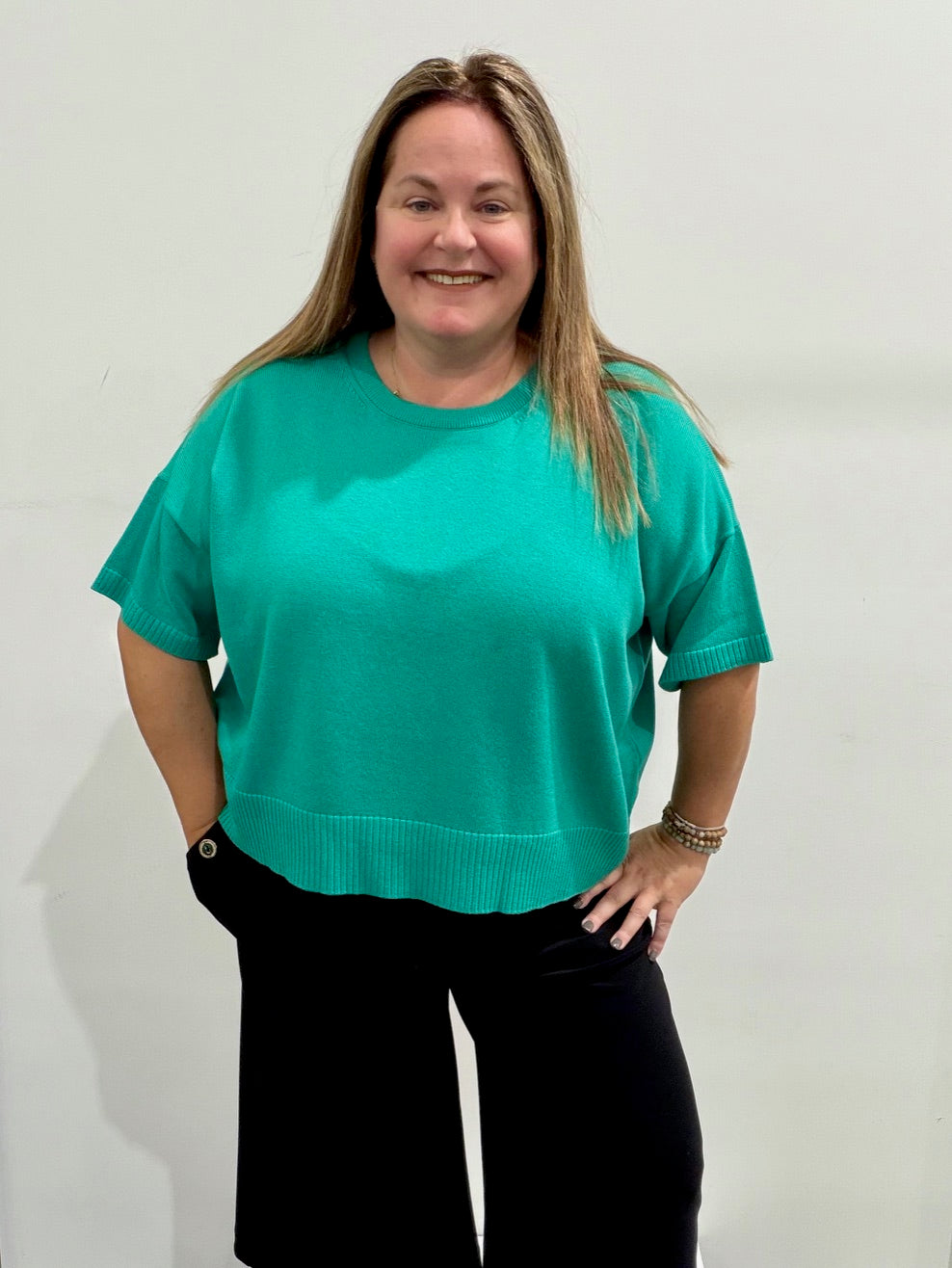 Eileen Fisher Crew Neck Elbow Sleeve Sweater